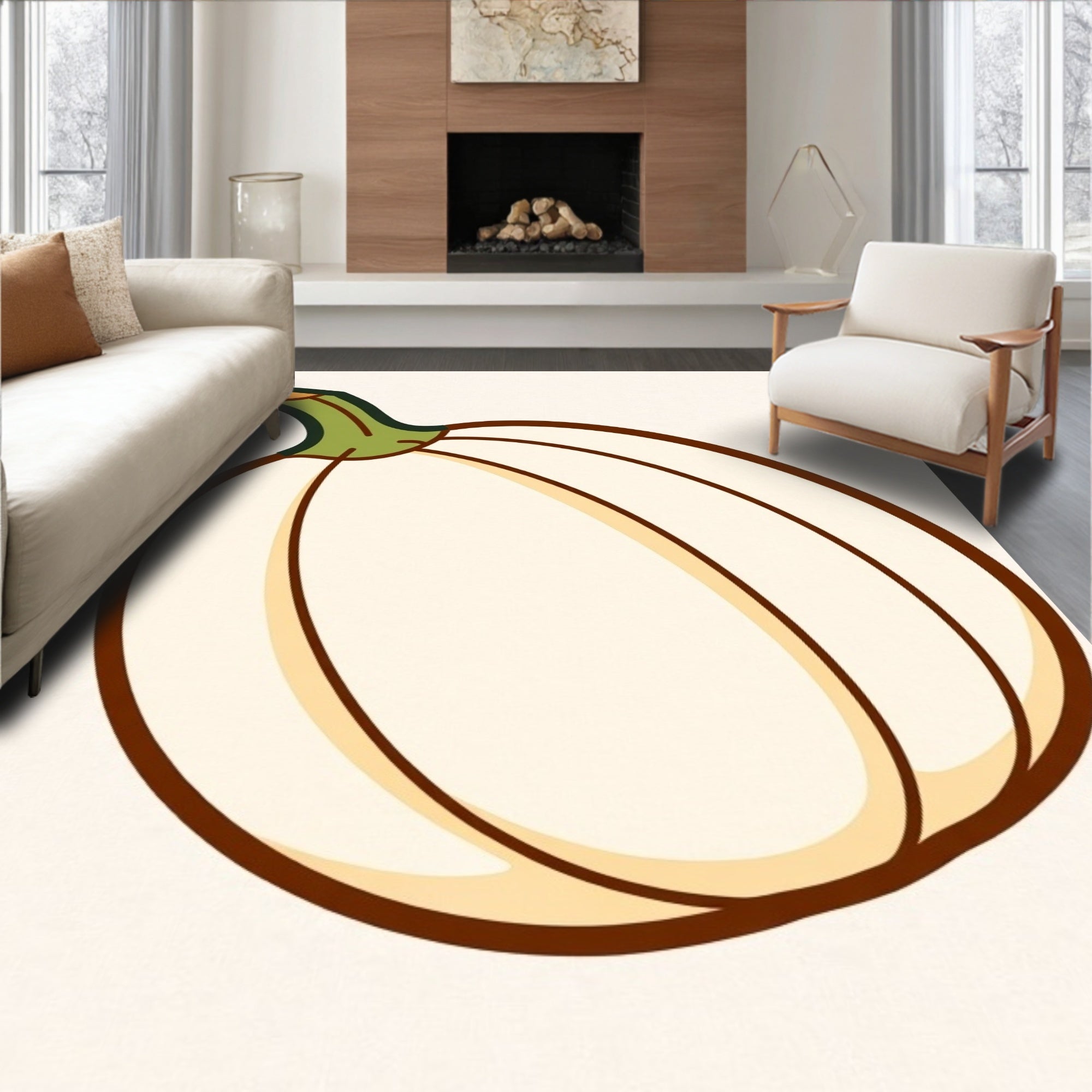 Creamy White Pumpkin Outline Rug