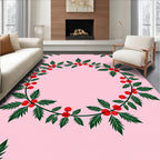 Festive Green Red Berry Garland Design Rug