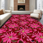 Vibrant Pink Floral Swirl Pattern Rug
