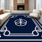 Nautical Anchor Rope Border Design Rug
