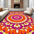 Vibrant Floral Mandala Pattern Design Rug