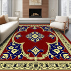 Ornate Blue Floral Mandala Design Rug