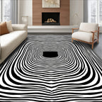 Abstract Black White Tunnel Rug