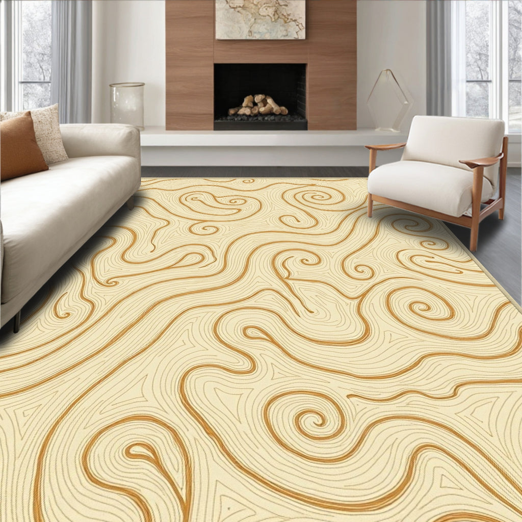 Flowing Swirl Abstract Lines Rug