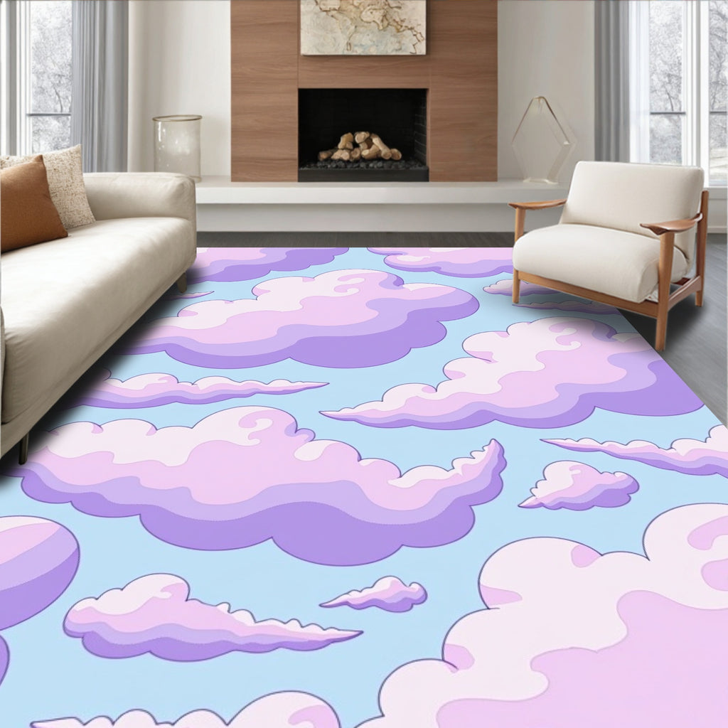 Lavender Sky Clouds Pattern Rug