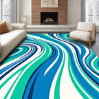 Wavy Swirl Pattern Blue Green Rug