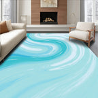Abstract Aqua Swirl Pattern Rug