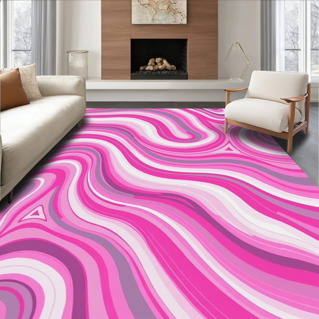 Pink Swirl Marble Pattern Rug