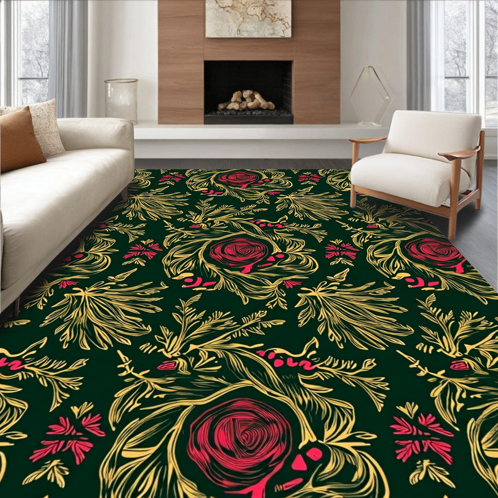 Luxurious Floral Vine Patterned Rug