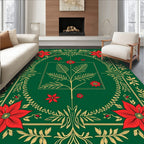 Poinsettia Floral Garden Art Rug