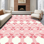 Pink White Geometric Pattern Design Rug