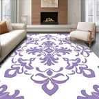 Ornate Purple Floral Damask Pattern Rug
