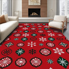 Red Snowflake Geometric Pattern Rug