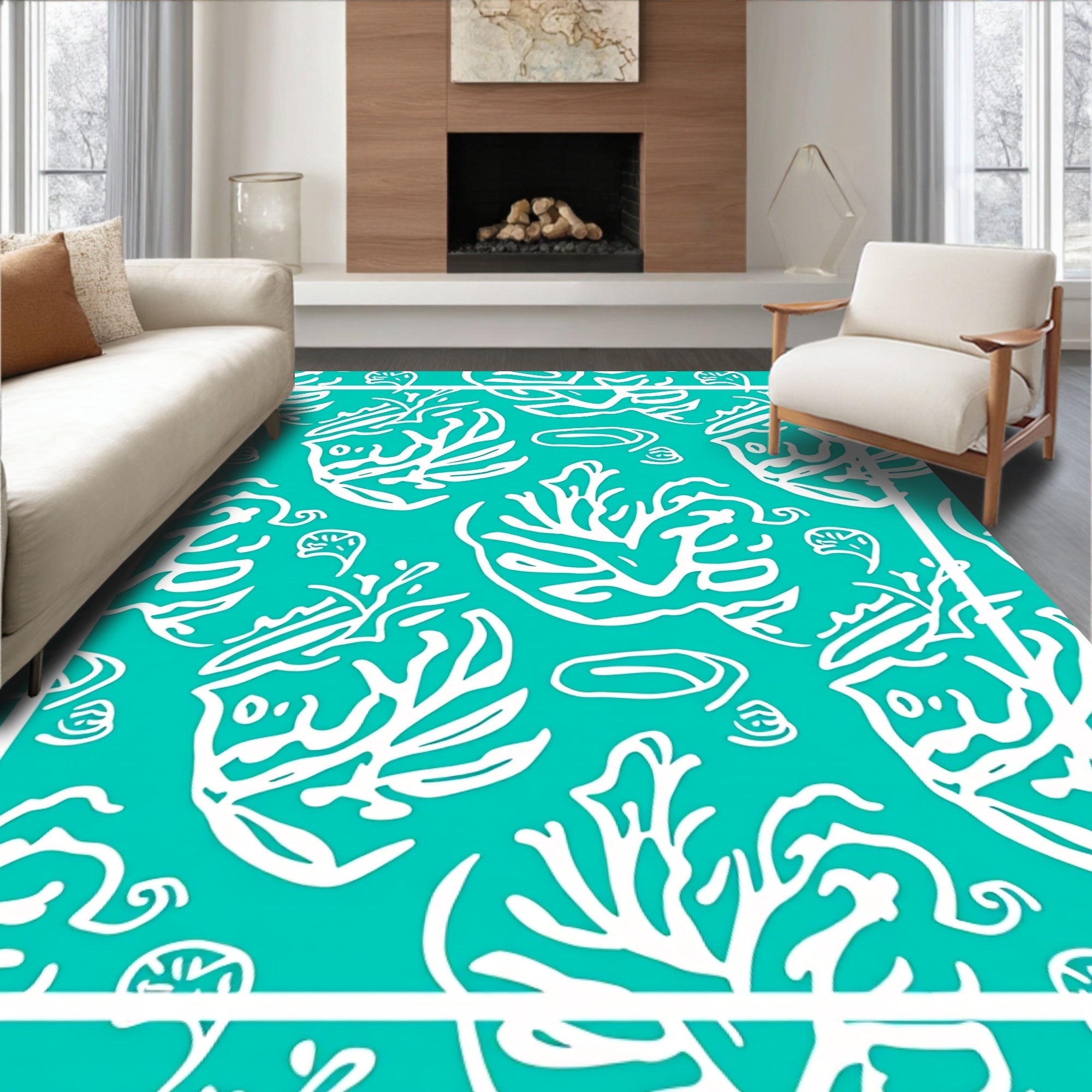 Oceanic Coral Abstract Pattern Rug