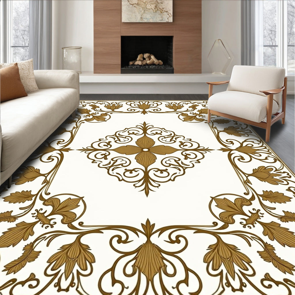 Elegant Floral Swirl Pattern Rug