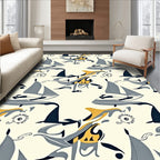 Retro Nautical Sailboat Dolphin Pattern Rug