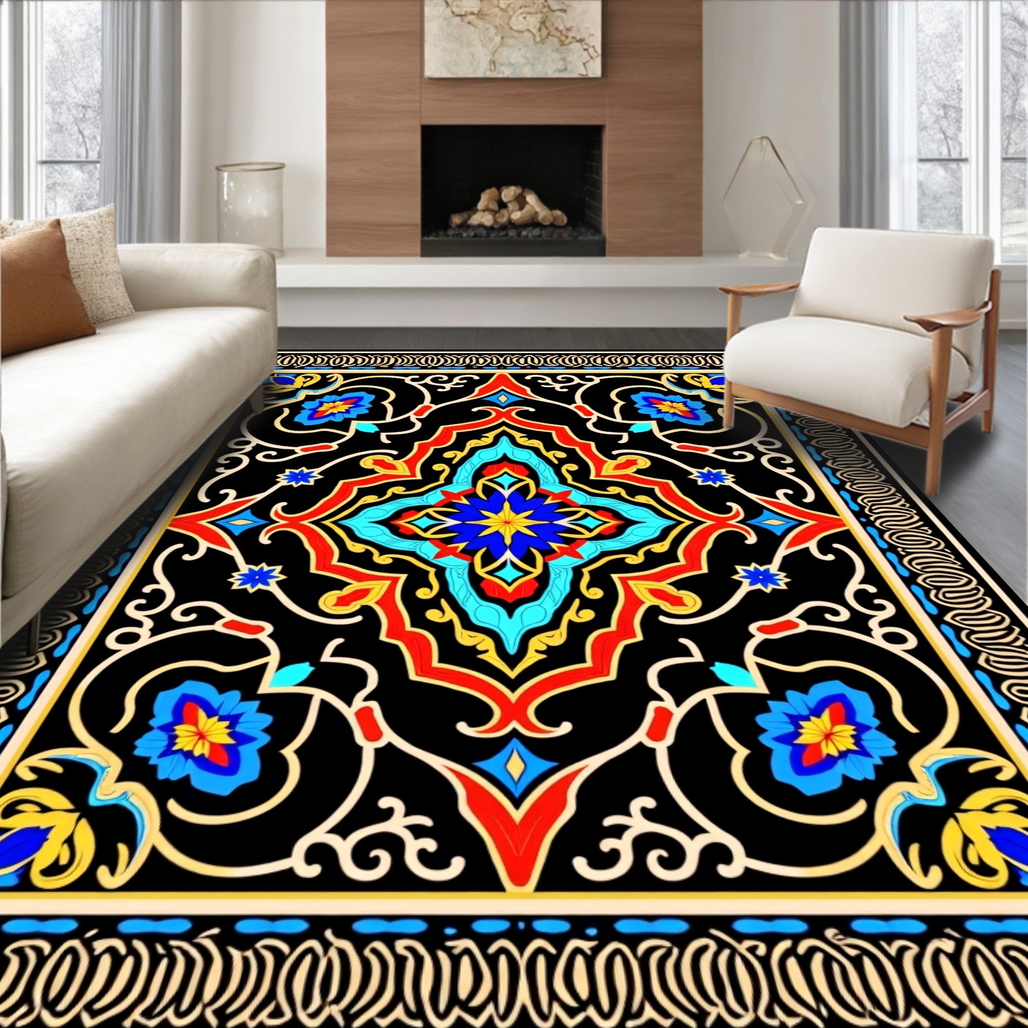 Rich Floral Intricate Medallion Design Rug