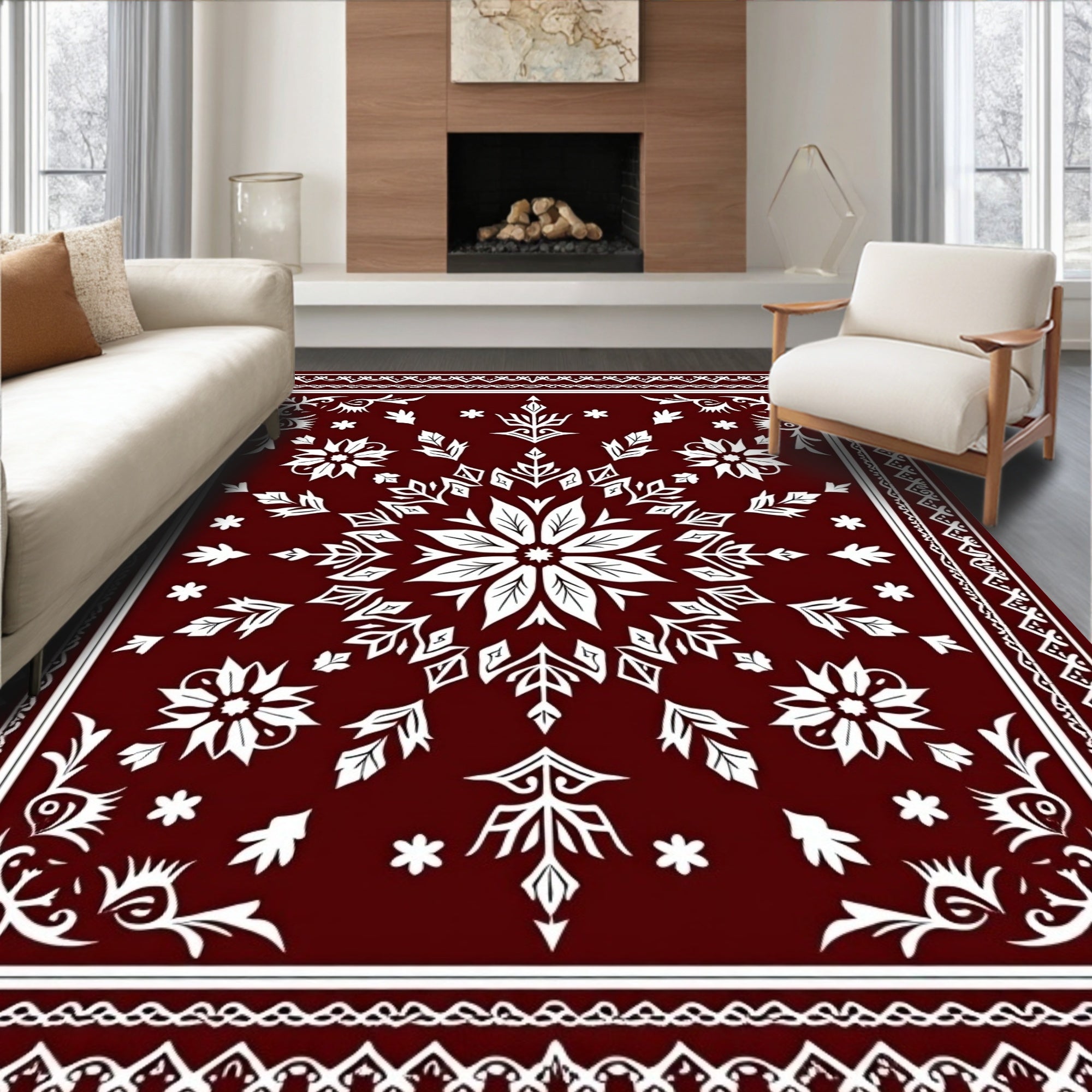 Ornate Floral Medallion Design Rug