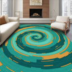 Aqua Orange Swirl Pattern Design Rug
