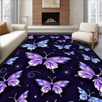 Whimsical Violet Blue Butterfly Pattern Rug