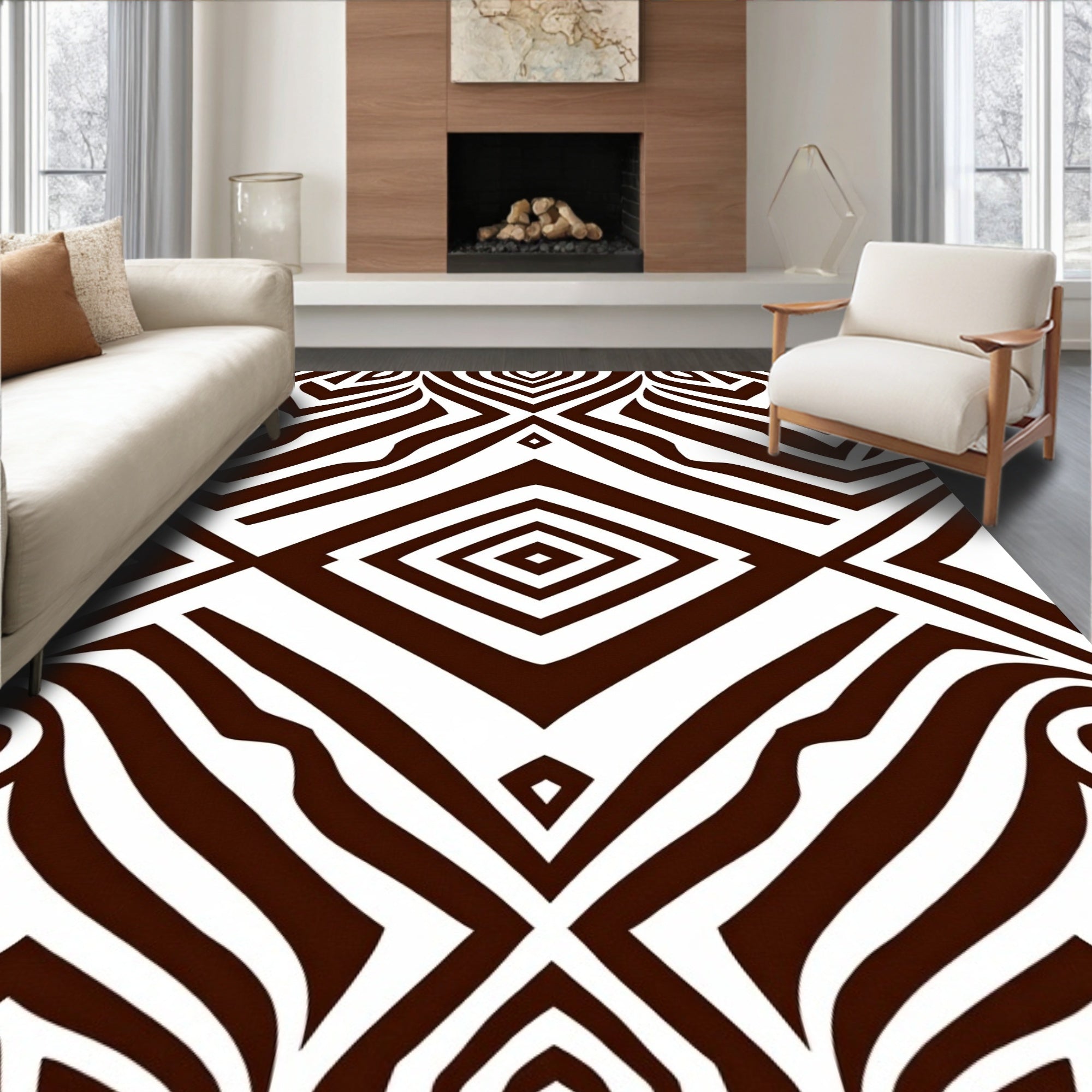 Bold Abstract Zebra Stripe Pattern Rug