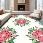 Pink Floral Motif Decorative Pattern Rug