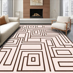 Geometric Maze Brown Beige Rug