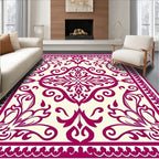 Damask Floral Symmetrical Pattern Rug