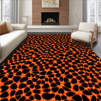 Orange Black Speckled Pebble Pattern Rug