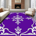 Elegant Purple White Floral Border Rug