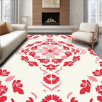 Red Pink Floral Mandala Pattern Rug