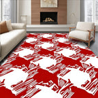 Bold Red White Abstract Houndstooth Rug