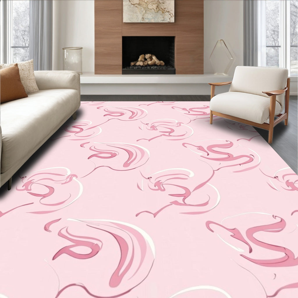 Pink Abstract Swirls Pattern Rug
