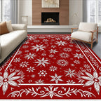 Festive Red Floral Pattern Rug