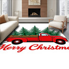 Retro Red Truck Evergreen Forest Sleigh Rug
