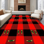 Red Black Buffalo Plaid Pattern Rug