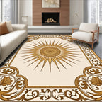 Golden Sunburst Floral Frame Rug
