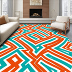 Retro Geometric Lines Pattern Rug