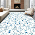 Blue Linear Symmetry Abstract Deco Rug