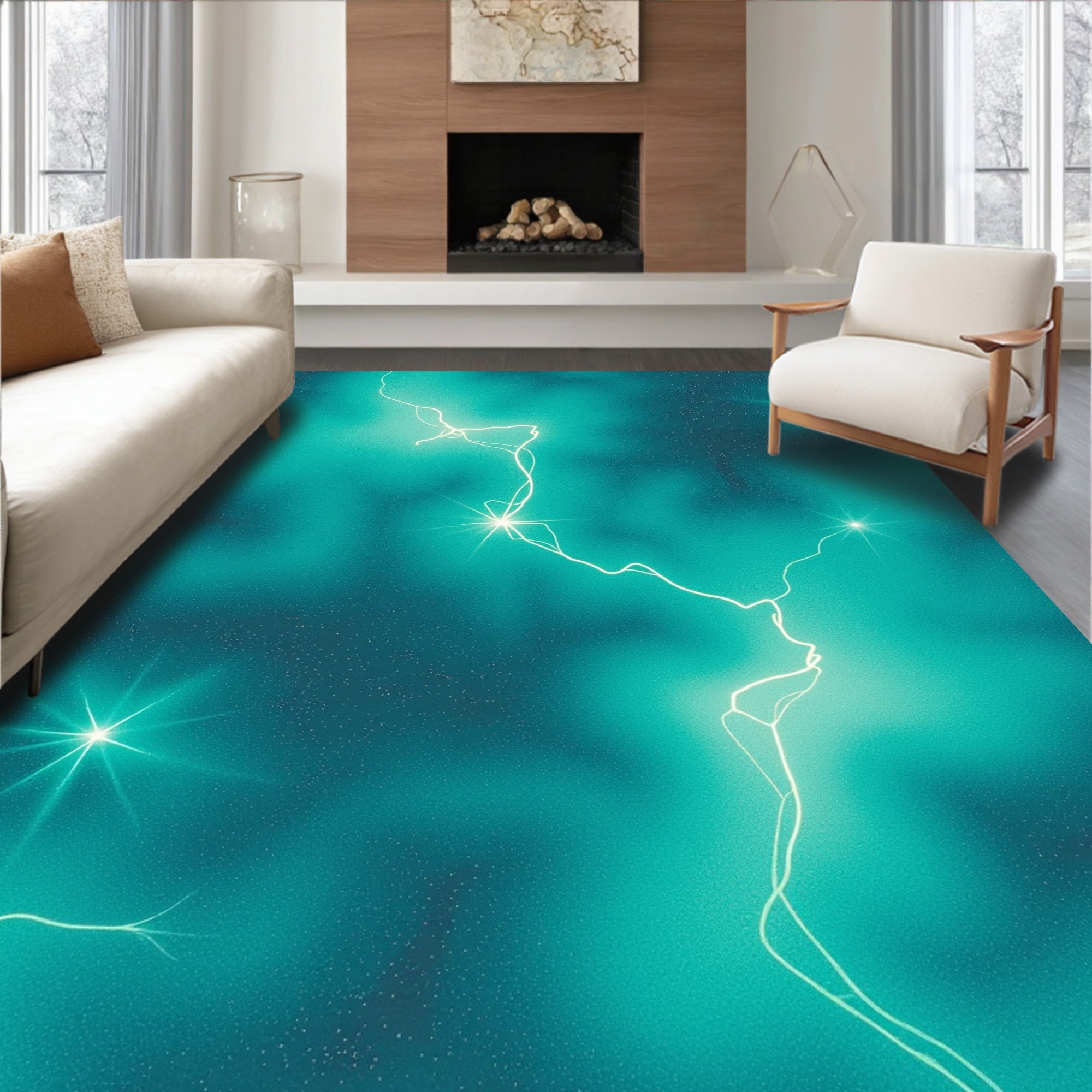 Electric Spark Cosmic Teal Rug