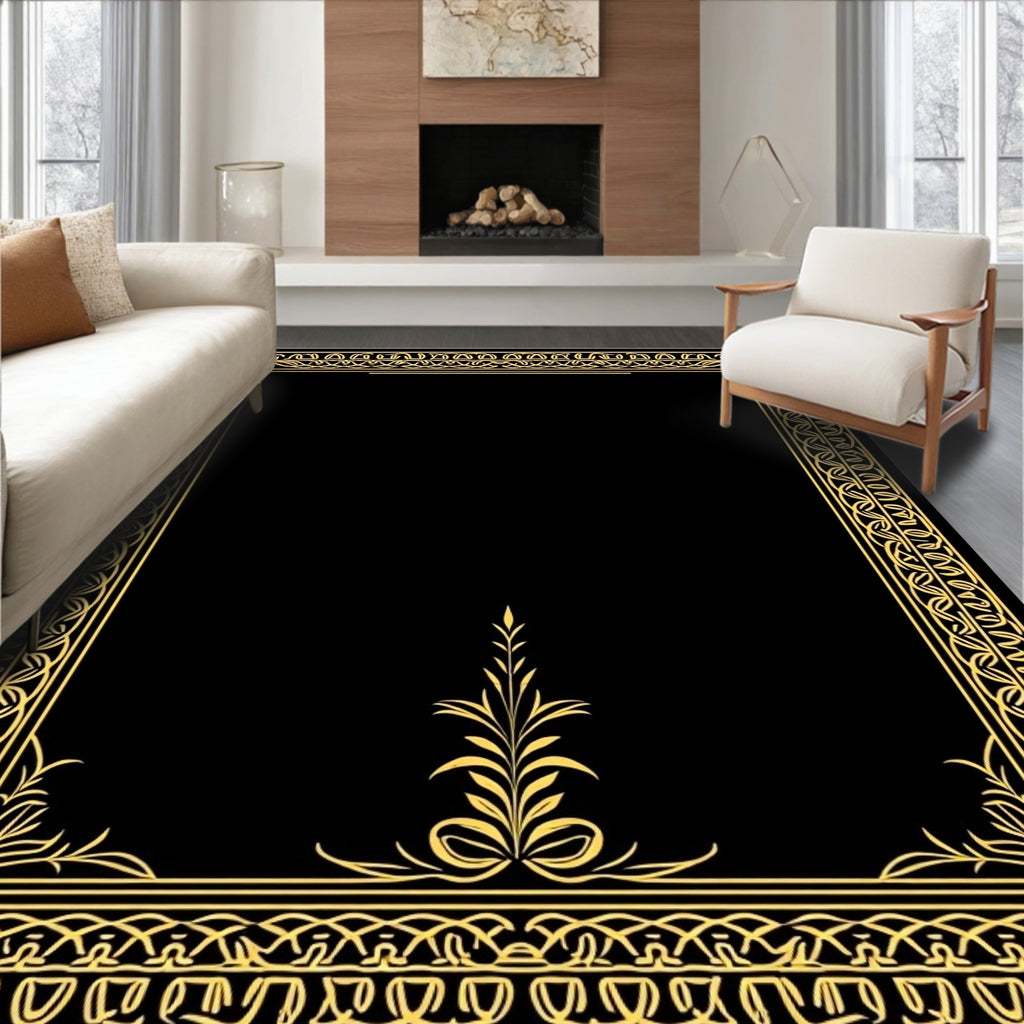 Ornate Golden Border Design Rug