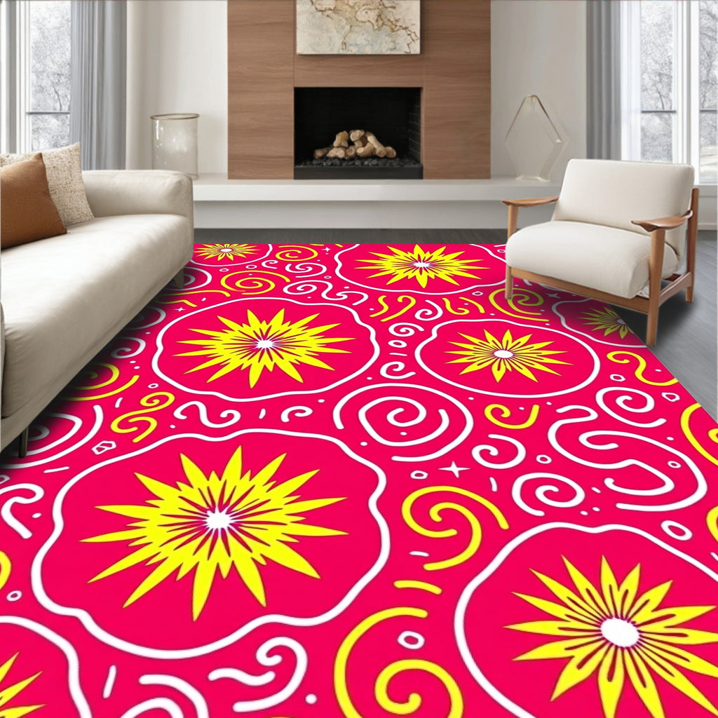 Bright Sunburst Swirls Pattern Rug