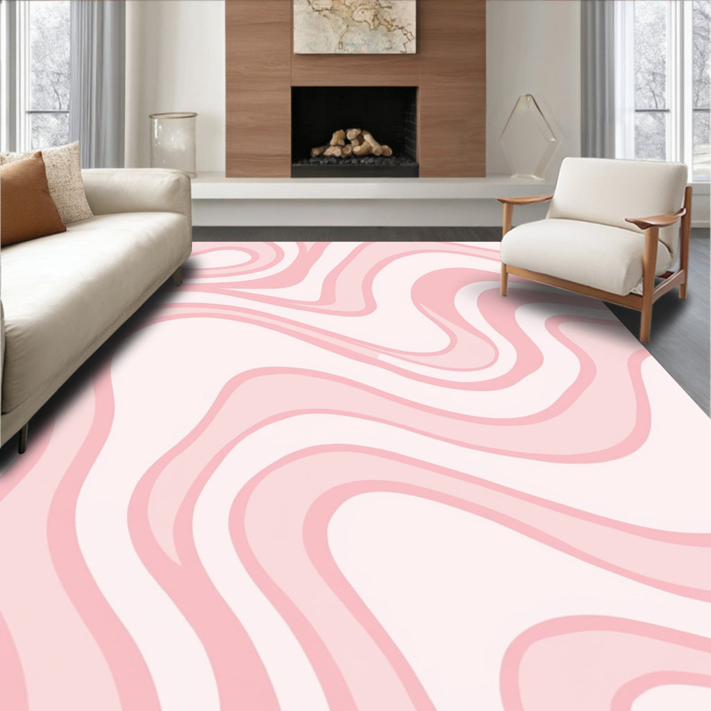 Abstract Pink Swirl Pattern Rug