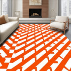 Orange White Geometric Illusion Rug