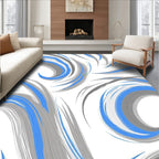 Blue and Gray Swoosh Abstract Rug