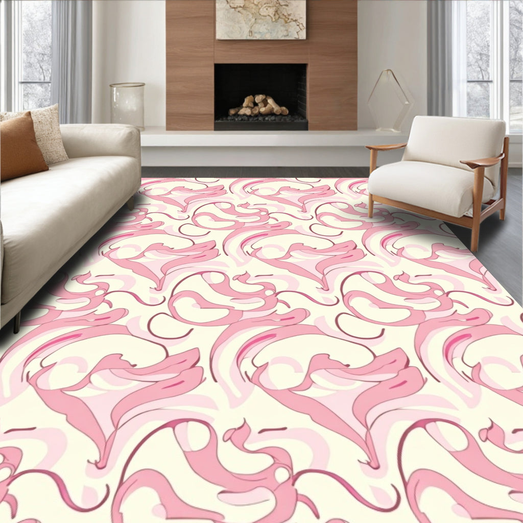 Abstract Pink Swirl Pattern Rug