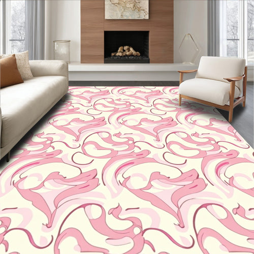 Abstract Pink Swirl Pattern Rug