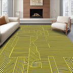 Bold Yellow Black Geometric Lines Rug