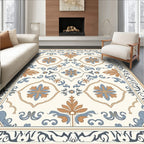 Cream Abstract Floral Pattern Rug