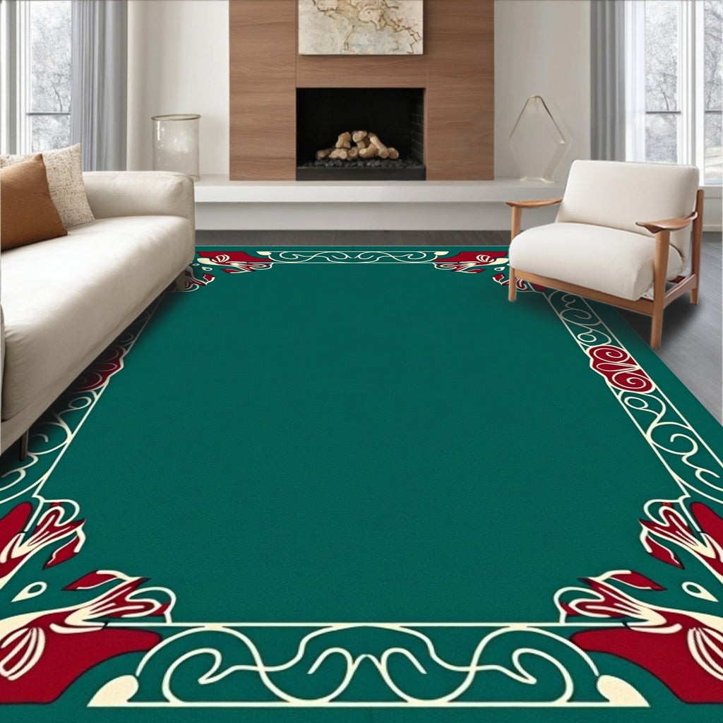 Classic Floral Border Design Rug